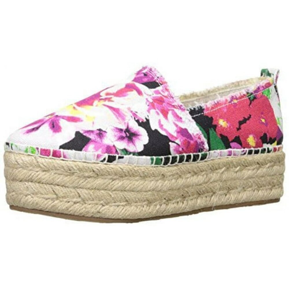 Betsey Johnson Floral Flouncee Slip On Wedge Platform Espadrilles Size 9